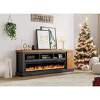 AMERLIFE 75 TV Stand with 60 Glass Electric Fireplace