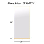Arched Full Length Mirror, 71x31 Floor Mirror with Brackets, Tempered Full Body Mirror and Removable Wood Art Carving for Bedroom Living Room, Black