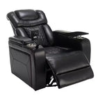 270 Swivel Power Recliner Chair with Tray Table, Phone Holder, Cup Holder & USB Port, PU Leather Home Theater Seat w/ Arm Storage - ModernLuxe