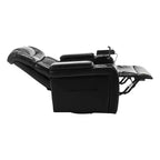 270 Swivel Power Recliner Chair with Tray Table, Phone Holder, Cup Holder & USB Port, PU Leather Home Theater Seat w/ Arm Storage - ModernLuxe