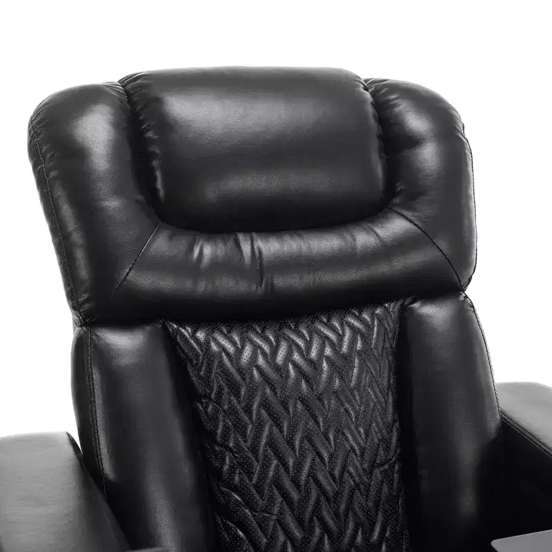 270 Swivel Power Recliner Chair with Tray Table, Phone Holder, Cup Holder & USB Port, PU Leather Home Theater Seat w/ Arm Storage - ModernLuxe