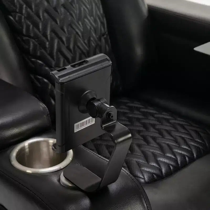 270 Swivel Power Recliner Chair with Tray Table, Phone Holder, Cup Holder & USB Port, PU Leather Home Theater Seat w/ Arm Storage - ModernLuxe