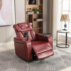 270 Swivel Power Recliner Chair with Tray Table, Phone Holder, Cup Holder & USB Port, PU Leather Home Theater Seat w/ Arm Storage - ModernLuxe