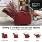 270 Swivel Power Recliner Chair with Tray Table, Phone Holder, Cup Holder & USB Port, PU Leather Home Theater Seat w/ Arm Storage - ModernLuxe