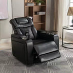 270 Swivel Power Recliner Chair with Tray Table, Phone Holder, Cup Holder & USB Port, PU Leather Home Theater Seat w/ Arm Storage - ModernLuxe