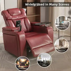 270 Swivel Power Recliner Chair with Tray Table, Phone Holder, Cup Holder & USB Port, PU Leather Home Theater Seat w/ Arm Storage - ModernLuxe