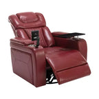 270 Swivel Power Recliner Chair with Tray Table, Phone Holder, Cup Holder & USB Port, PU Leather Home Theater Seat w/ Arm Storage - ModernLuxe