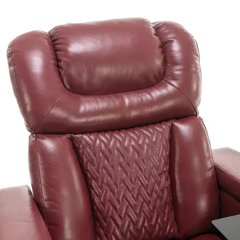 270 Swivel Power Recliner Chair with Tray Table, Phone Holder, Cup Holder & USB Port, PU Leather Home Theater Seat w/ Arm Storage - ModernLuxe