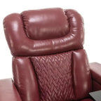 270 Swivel Power Recliner Chair with Tray Table, Phone Holder, Cup Holder & USB Port, PU Leather Home Theater Seat w/ Arm Storage - ModernLuxe