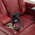270 Swivel Power Recliner Chair with Tray Table, Phone Holder, Cup Holder & USB Port, PU Leather Home Theater Seat w/ Arm Storage - ModernLuxe