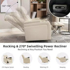 270 Swivel Power Recliner Chair with Tray Table, Phone Holder, Cup Holder & USB Port, PU Leather Home Theater Seat w/ Arm Storage - ModernLuxe