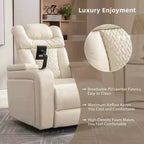270 Swivel Power Recliner Chair with Tray Table, Phone Holder, Cup Holder & USB Port, PU Leather Home Theater Seat w/ Arm Storage - ModernLuxe