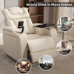 270 Swivel Power Recliner Chair with Tray Table, Phone Holder, Cup Holder & USB Port, PU Leather Home Theater Seat w/ Arm Storage - ModernLuxe