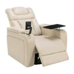 270 Swivel Power Recliner Chair with Tray Table, Phone Holder, Cup Holder & USB Port, PU Leather Home Theater Seat w/ Arm Storage - ModernLuxe