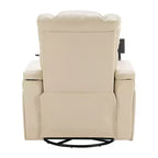 270 Swivel Power Recliner Chair with Tray Table, Phone Holder, Cup Holder & USB Port, PU Leather Home Theater Seat w/ Arm Storage - ModernLuxe