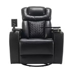 270 Swivel Power Recliner Chair with Tray Table, Phone Holder, Cup Holder & USB Port, PU Leather Home Theater Seat w/ Arm Storage - ModernLuxe