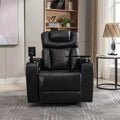 270 Swivel Power Recliner Chair with Tray Table, Phone Holder, Cup Holder & USB Port, PU Leather Home Theater Seat w/ Arm Storage - ModernLuxe