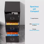 Karl Home 3-Drawer Black MDF 15.35in. W Vertical File Cabinet