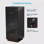 Karl Home 3-Drawer Black MDF 15.35in. W Vertical File Cabinet