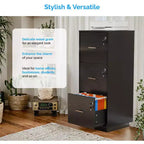 Karl Home 3-Drawer Black MDF 15.35in. W Vertical File Cabinet