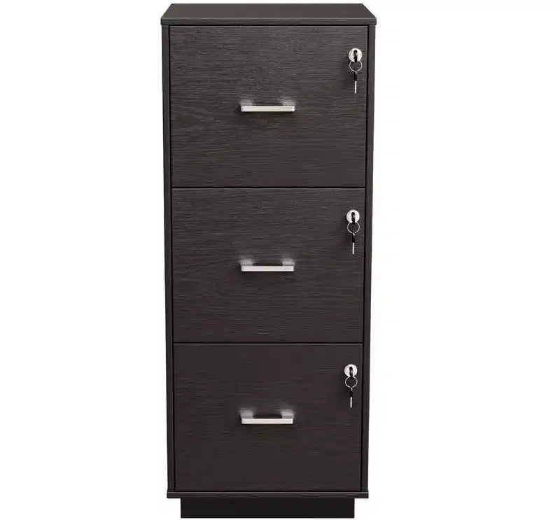 Karl Home 3-Drawer Black MDF 15.35in. W Vertical File Cabinet