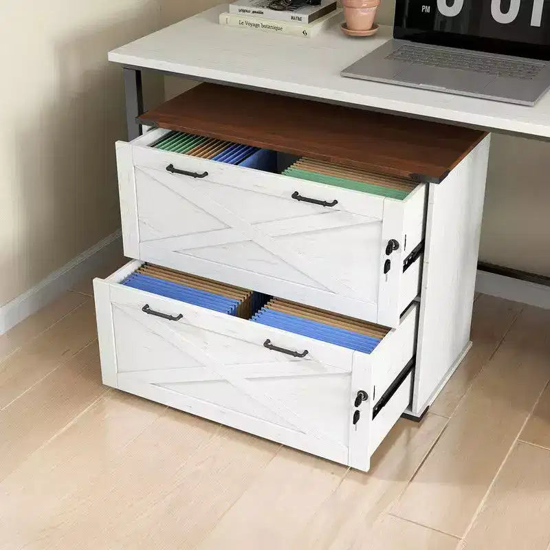 Karl Home 2-Drawer White Particle Board 31.5in. W Lateral File Cabinet