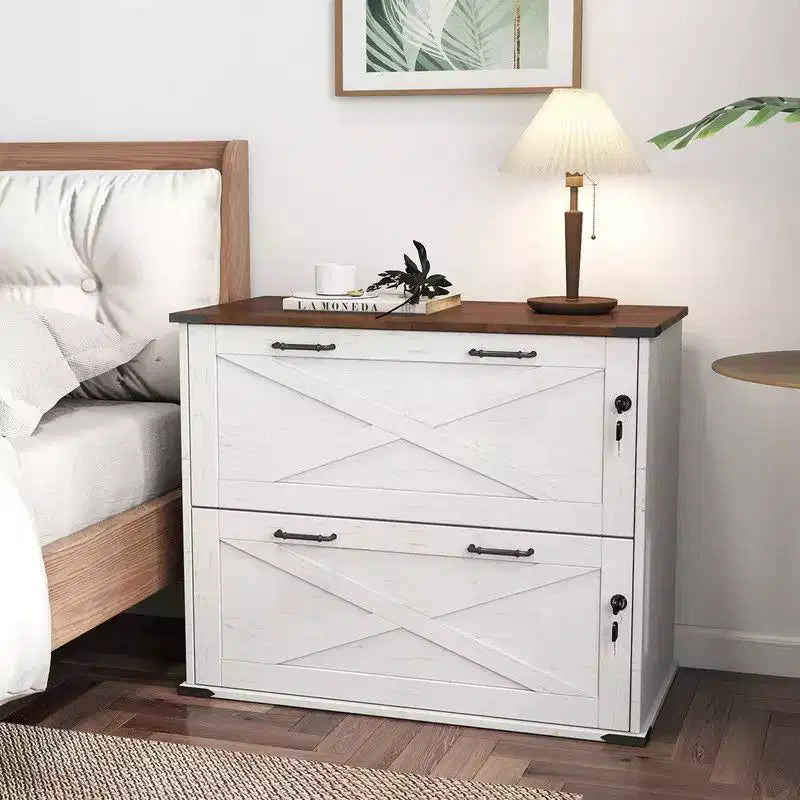 Karl Home 2-Drawer White Particle Board 31.5in. W Lateral File Cabinet