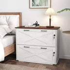Karl Home 2-Drawer White Particle Board 31.5in. W Lateral File Cabinet