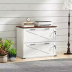 Karl Home 2-Drawer White Particle Board 31.5in. W Lateral File Cabinet