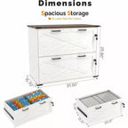 Karl Home 2-Drawer White Particle Board 31.5in. W Lateral File Cabinet