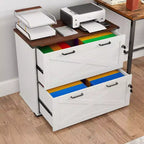 Karl Home 2-Drawer White Particle Board 31.5in. W Lateral File Cabinet