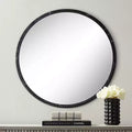 Possini Euro Design Possini Euro Harriet 34 Wide Black Faux Marble Round Wall Mirror