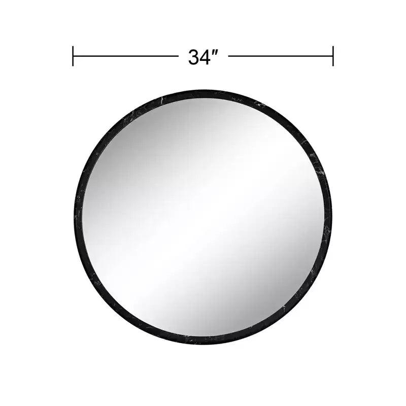 Possini Euro Design Possini Euro Harriet 34 Wide Black Faux Marble Round Wall Mirror