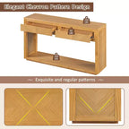 55 Console Table, Rustic Wooden Entryway Table with Storage Drawers and Open Shelf, Elegant Sofa Table for Hallway and Living Room (Natural)