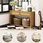 55 Console Table, Rustic Wooden Entryway Table with Storage Drawers and Open Shelf, Elegant Sofa Table for Hallway and Living Room (Natural)