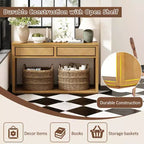 55 Console Table, Rustic Wooden Entryway Table with Storage Drawers and Open Shelf, Elegant Sofa Table for Hallway and Living Room (Natural)