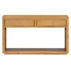 55 Console Table, Rustic Wooden Entryway Table with Storage Drawers and Open Shelf, Elegant Sofa Table for Hallway and Living Room (Natural)