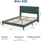 Acekool Upholstered Platform Bed Frame with Fabric Headboard, Wooden and Metal Slat Support, Non-Slip, Noise-Free Design, No Box Spring Needed