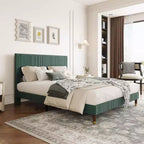 Acekool Upholstered Platform Bed Frame with Fabric Headboard, Wooden and Metal Slat Support, Non-Slip, Noise-Free Design, No Box Spring Needed