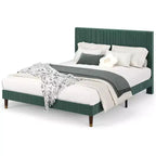 Acekool Upholstered Platform Bed Frame with Fabric Headboard, Wooden and Metal Slat Support, Non-Slip, Noise-Free Design, No Box Spring Needed