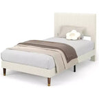 Acekool Upholstered Platform Bed Frame with Fabric Headboard, Wooden and Metal Slat Support, Non-Slip, Noise-Free Design, No Box Spring Needed