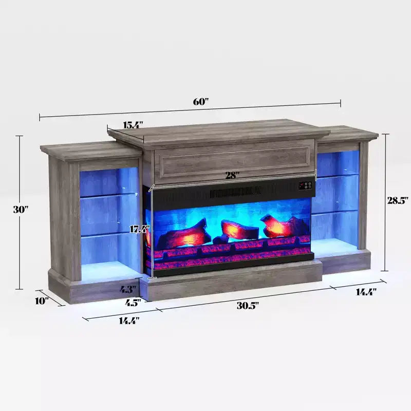 AMERLIFE Farmhouse Electric Fireplace TV Stand