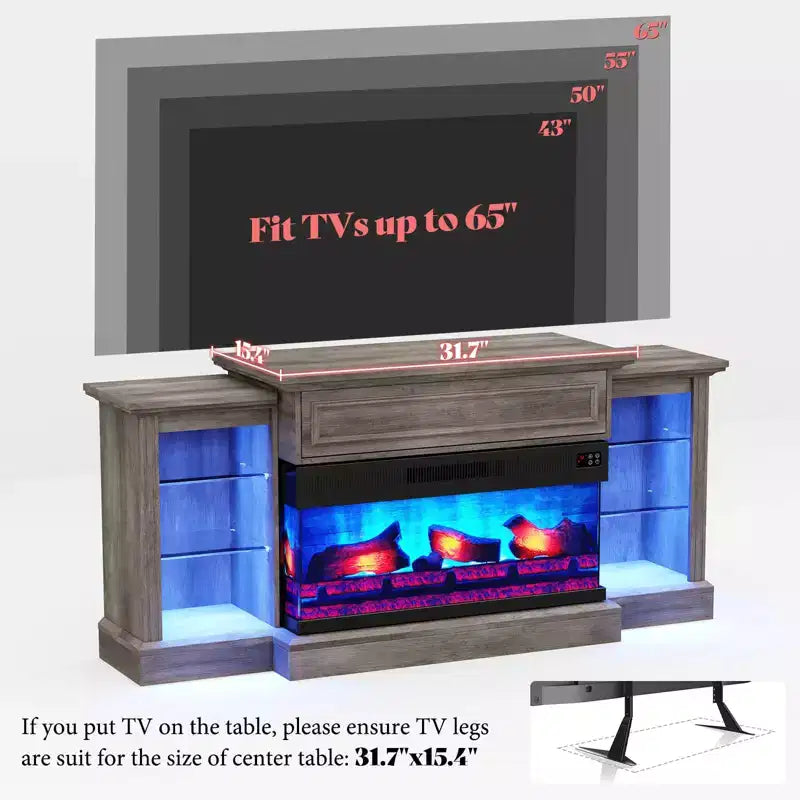 AMERLIFE Farmhouse Electric Fireplace TV Stand