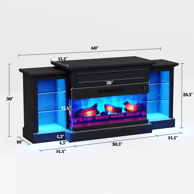 AMERLIFE Farmhouse Electric Fireplace TV Stand