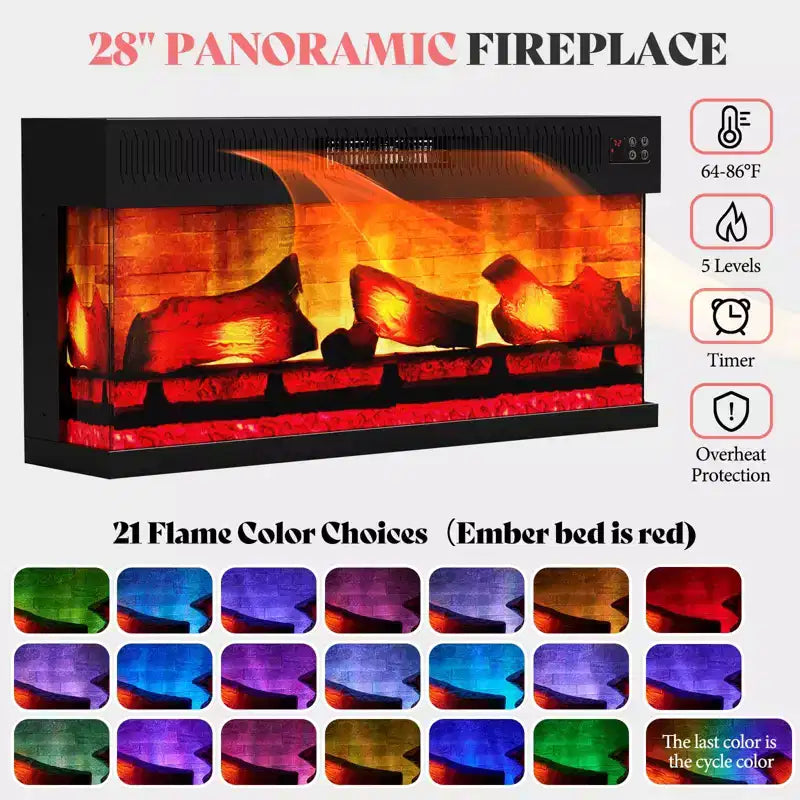 AMERLIFE Farmhouse Electric Fireplace TV Stand