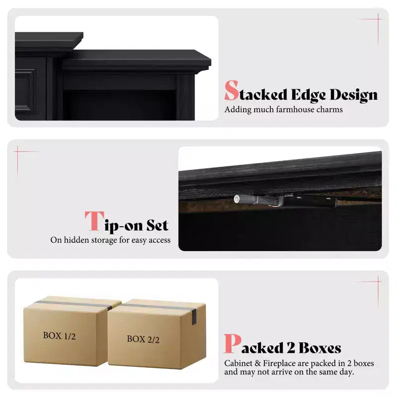 AMERLIFE Farmhouse Electric Fireplace TV Stand