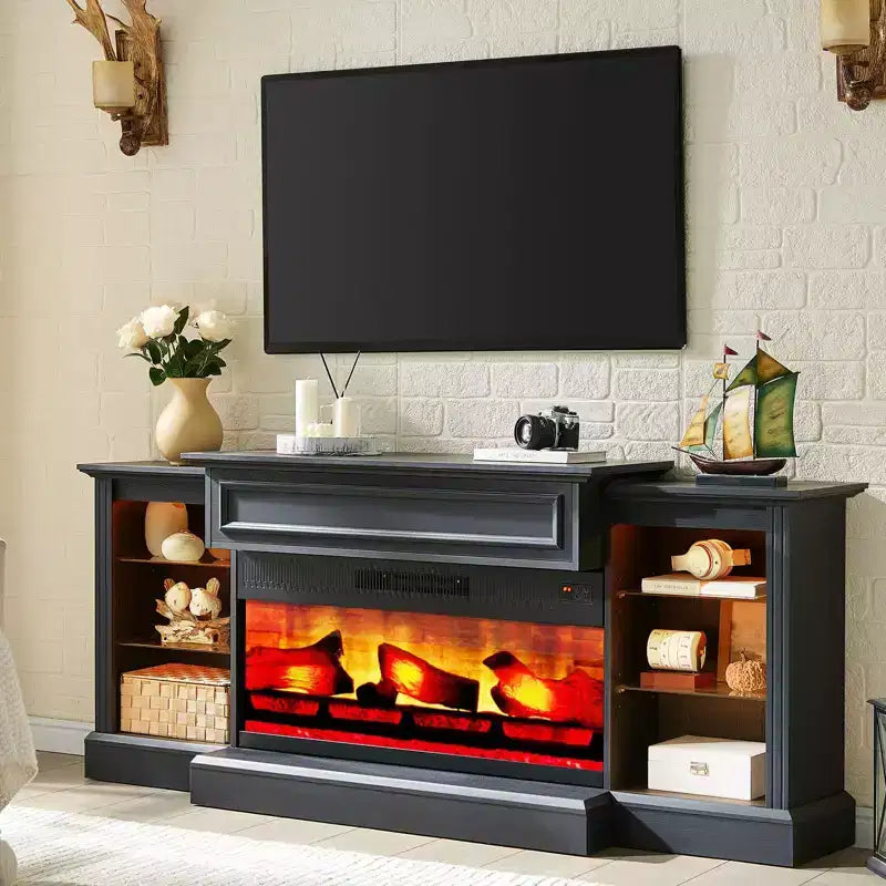 AMERLIFE Farmhouse Electric Fireplace TV Stand
