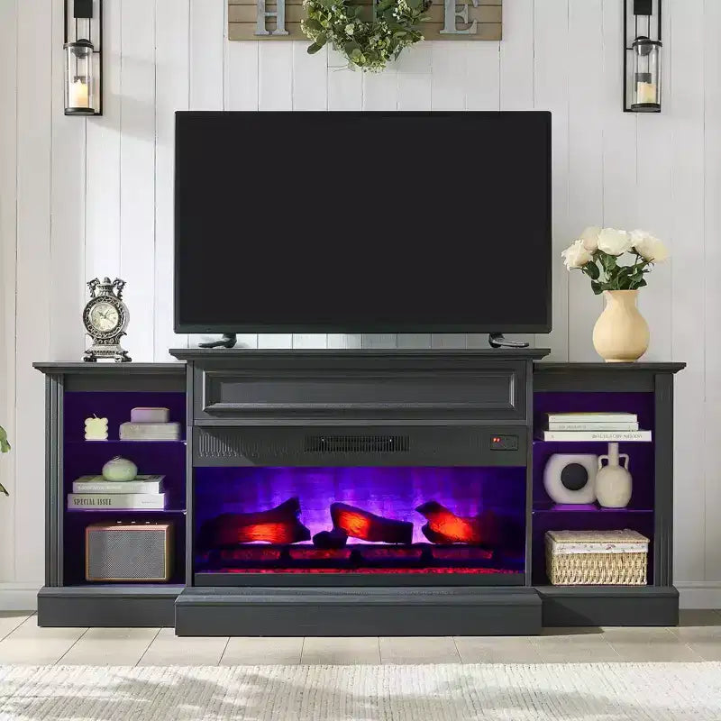 AMERLIFE Farmhouse Electric Fireplace TV Stand