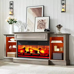 AMERLIFE Farmhouse Electric Fireplace TV Stand