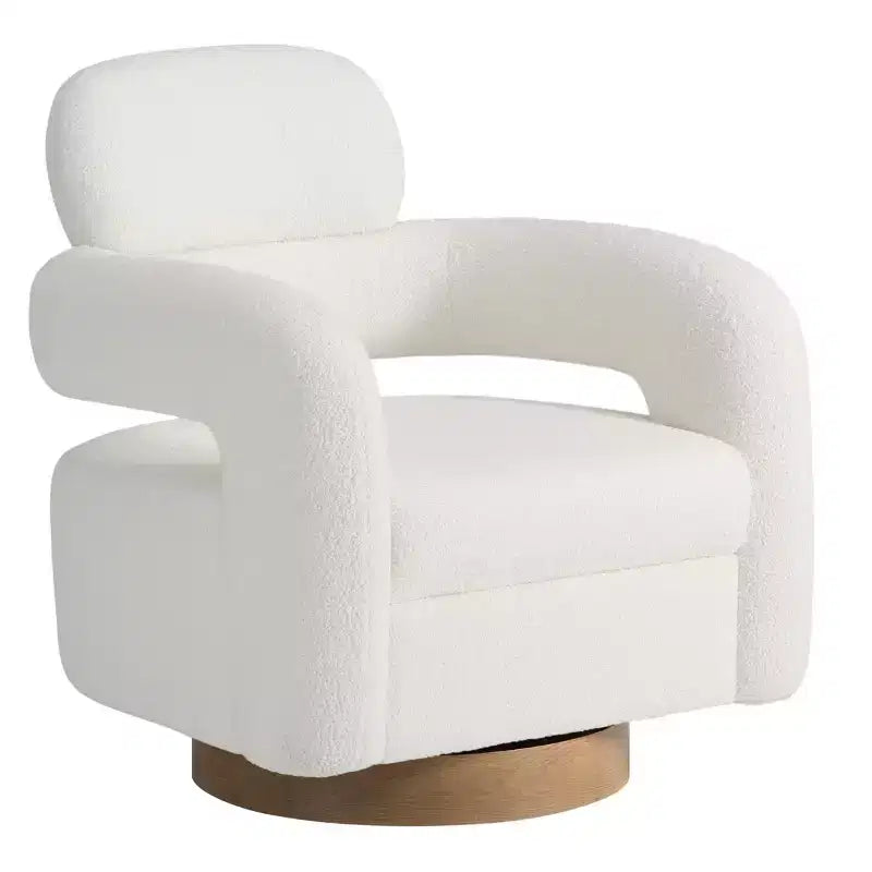 WestinTrends Alexandria Mid-Century Modern Faux Shearling Swivel Barrel Accent Chair (Set of 2)